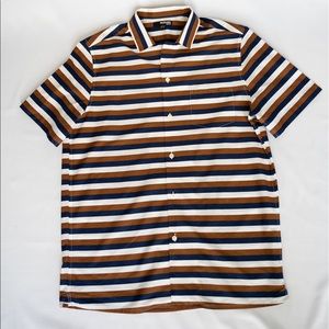 Stripped Pattern Collard Shirt - Slim Fit